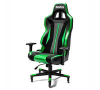 Sparco Trooper Sedia da Gaming Racing/Ufficio, ergonomica, Regolabile, con Supporto Lombare, pistone Certificato, Ruote PRO Caster bloccabili (Nero Verde)