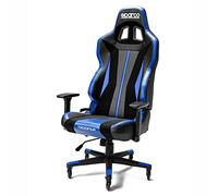 Sparco Trooper Sedia da Gaming Racing/Ufficio, ergonomica, Regolabile, con Supporto Lombare, pistone Certificato, Ruote PRO Caster bloccabili (Nero Azzurro)