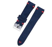SpaRcz Cinturino di ricambio vintage a sgancio rapido in pelle scamosciata da 18-22mm, Blu-rosso, 22mm
