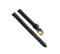 SpaRcz Cinturino in pelle per orologio sottile con grana lucertola per donna 8-16mm, Nero-oro, 12mm