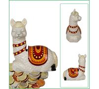 Spardose-Keramik-Lama-Horst-Alpaka-Deko-Sparschwein-Sitzend Ca. 14cm