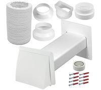 SPARES2GO Kit di condotti di ventilazione esterni per condizionatore d'aria da 10,2 cm, 12,7 cm, 15,2 cm, 100 mm, 125 mm, 150 mm, set universale per condotti da parete per esterni (bianco)