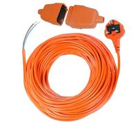 Spares2go Prolunga di riparazione per cavo e spina di piombo da 20 metri + 2 connettori per tosaerba, decespugliatori, tagliasiepi (20 m)