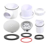SPARES2GO Sifone doccia per vassoio da 50 mm, foro 40 mm, scarico scarico 3,8 cm, kit base a cupola in argento cromato