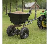 Spargiatoia nera in PVC e acciaio 53 x 108 x 74 cm, universale, per giardino, prato, sementi e fertilizzanti, spalmatore manuale con ruote per aiuola, cortile, servizio invernale e semina