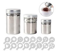 Spargicacao in acciaio,3 Pcs Acciaio inossidabile polvere shakers Shaker in polvere di spezie Coperchio a maglia fine Spargizucchero,per Cottura Casa