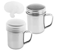 Spargitore in polvere in acciaio inox, 2 pezzi di spargitore per cioccolato e spezie, con coperchio a maglia fine, colino per caffè per cottura per ristoranti domestici, con 16 stampi in rilievo