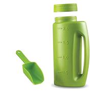 Spargitore portatile da 2 litri, contenitore da giardino in plastica per spargisale con paletta, dimensioni di apertura regolabili, bottiglia spargisemi per semi di , ghiaccio da sciogliere, cibo per