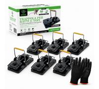 SPARIL Trappola per Topi e Ratti Riutilizzabile Interno ed Esterno 6pz | Senza veleno, molla resistente | Guanti, guida inclusi | ABS lavabile, igienico | Cucina, dispensa, cantina, garage