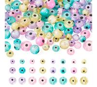Sparkeads 100 perline rotonde piatte e rotonde con occhio del giudizio turco per la creazione di gioielli, perline distanziali in vetro colorato da 6/8/10 mm, per collane, bracciali, accessori per