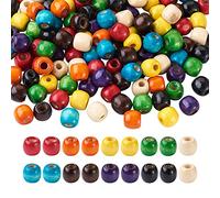 Sparkeads 180 perline in legno di acero naturale, 11 x 12 mm, a forma di barile, con foro grande, perline distanziali sfuse per collane, bracciali, orecchini, gioielli fai da te