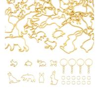 Sparkeads 24 ciondoli a forma di animale in lega con lunetta aperta sul retro, ciondoli a forma di cane, coniglio, vuoti, con anello portachiavi diviso, anelli di salto per orecchini, collane