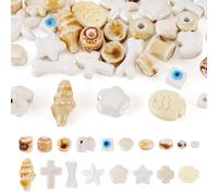 Sparkeads 36 perline in porcellana a forma di pesce, perline distanziali sfuse in porcellana smaltata, per collane, orecchini, bracciali, gioielli fai da te, neve