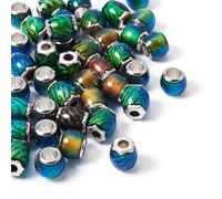 Sparkeads 40 perline di cristallo in vetro per braccialetti con rilevamento della temperatura, perline che cambiano colore, perline a rondelle, con nucleo in argento, per gioielli da donna, orecchini,