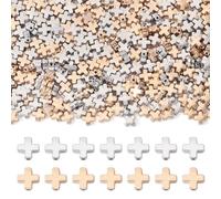 Sparkeads 500 perline a forma di crocifisso, color platino e oro chiaro, in plastica, per collane, bracciali, orecchini, gioielli fai da te