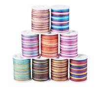 Sparkeads 9 rotoli di cordoncino in poliestere da 1 mm, filo intrecciato tinto a segmento, per braccialetti e collane, ciondoli per gioielli fai da te