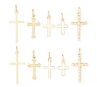 Sparkeads Ciondoli a forma di crocifisso scintillante, ciondoli a forma di croce religiosa, con anello di salto, per collane pasquali, orecchini, gioielli fai da te, Ottone