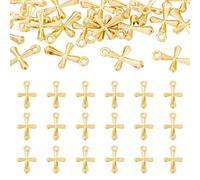 Sparkeads Ciondoli a forma di crocifisso scintillante, ciondoli a forma di croce religiosa, con anello di salto, per collane pasquali, orecchini, gioielli fai da te, Ottone