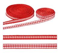 Sparkeads Nastro a quadretti rossi da 18,29 m di larghezza 10 mm di larghezza, nastro a scacchi rossi a scacchi, nastro scozzese rosso e bianco, per capelli, picnic, scuola, confezioni regalo di