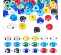 Sparkeads Perline di vetro piatte, rotonde con occhio malvagio, fatte a mano, 9 colori, rondelle con occhio, cristallo, distanziatori sciolti, perline per braccialetti fai da te, orecchini, creazione