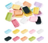 Sparkeads Set di 20 cestini rettangolari in miniatura in rattan per alimenti e pane, mini cestini in resina, decorazione per scena della cucina, set di accessori per artigianato paesaggistico
