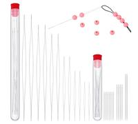 Sparkeads Set di 48 aghi per perline con occhio grande, aghi dritti per perline, con bottiglia, per la creazione di gioielli, bracciali, collane, strumenti per perline
