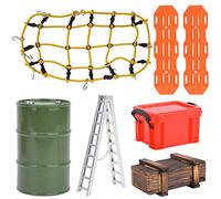 SparkFeng 1/10 Rete Elastica per Bagagli con Scala in Metallo, Set di Accessori per Auto RC, Compatibile con HSP Axial SCX10 D90 HPI, Scala 1/10, per Un Fuoristrada