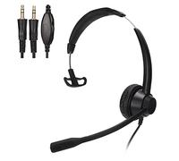 SparkFeng 3.5mm Monaural Headset, PC Business Headset with Dual 3.5mm Plug, Noise Cancelling Microphone and In - Line Volume Control for Call Center, Online Learning, Video Conferencing