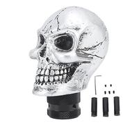 SparkFeng Pomello in resina per cambio marce a forma di teschio, pomello per leva del cambio manuale con design a scheletro, impugnatura leggera e resistente per leva del cambio auto adatta (Argento)