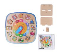 SparkFeng S Sorting Clock Wooden Block, for, Color Sorting Time Learning Toy with 12 Detachable Blocks, r Wood Glossy Eonal for Toddlers