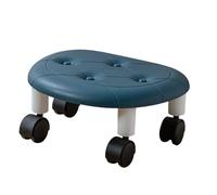 SparkFeng Sgabello basso per seduta, sgabello girevole con ruote universali, sgabello compatto in plastica con superficie in PU per soggiorno e cameretta, seduta mobile a bassa altezza con (Blu)
