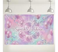 Sparkle & Shine - Sfondo a sfera da discoteca, decorazioni colorate pastello per feste, divertente sfondo fotografico per interni ed esterni, per celebrazioni, eventi di compleanno, 180 x 109 cm