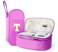 SparkleJoy Astuccio 2 Scomparti Bambina con Lettera Peluche (A-Z),Astuccio Portamatite，Astuccio Scuola， Grande Portapenne per Scuola e Ufficio, Regalo Personale per Ragazze Adolescenti(Viola,T)