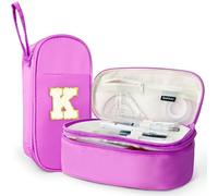 SparkleJoy Astuccio 2 Scomparti Bambina con Lettera Peluche (A-Z),Astuccio Portamatite，Astuccio Scuola， Grande Portapenne per Scuola e Ufficio, Regalo Personale per Ragazze Adolescenti(Viola,K)