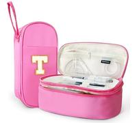 SparkleJoy Astuccio 2 Scomparti Bambina con Lettera Peluche (A-Z),Astuccio Portamatite，Astuccio Scuola， Grande Portapenne per Scuola e Ufficio, Regalo Personale per Ragazze Adolescenti(Rosa,T)