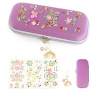SparkleJoy Astuccio per bambine con 3 adesivi con diamanti e 1 decorazione con cerniera, un set di astuccio fai da te, regalo di compleanno per bambini, regali di compleanno per bambini e scuola
