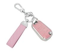SparkleJoy Cover Chiave Auto in TPU con Portachiavi in Pelle Compatibile con Peugeot 208 308 508 2008 3008 Rifter Citroen C3 C4 Cactus Picasso Xsara Jumpy，Custodia Chiavi Auto - Flip Key(Rosa)
