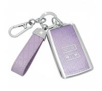 SparkleJoy Cover Chiave Auto TPU con Portachiavi Pelle Compatibile con Renault Scenic Megane Talisman Koleos Kadjar Clio Captur Espace Zoe Arcan Dacia Duster,Custodia Chiavi Auto - Smart Key (Viola)