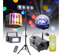 SPARKLERS CLUB KIT CRAZY SMOKE PARTY 7 set di luci + macchina fumata + 1 litro liquido, 3 effetti luce astro, 1 LED - Installazione rapida