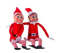 SPARKLERS CLUB Lutin Farlone di Natale Elfo Ragazza, Set di 2 Elfi in Peluche, ideale per preparare Natale per bambini e adulti - Piccolo Elve Cattivo - Statuetta giocosa e morbida magia di Natale