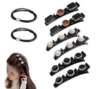 Sparkling Crystal Stone Braided Hair Clips, 2024 New Braided Hair Clips for Women, Hairpin Duckbill Clips with 3 Small Clips Hair Barrette Rhinestone Hair Clips (6pcs-D)