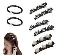 Sparkling Crystal Stone Braided Hair Clips, 2024 New Braided Hair Clips for Women, Hairpin Duckbill Clips with 3 Small Clips Hair Barrette Rhinestone Hair Clips (6pcs-I)