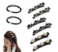 Sparkling Crystal Stone Braided Hair Clips, 2024 New Braided Hair Clips for Women, Hairpin Duckbill Clips with 3 Small Clips Hair Barrette Rhinestone Hair Clips (6pcs-H)