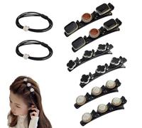 Sparkling Crystal Stone Braided Hair Clips, 2024 New Braided Hair Clips for Women, Hairpin Duckbill Clips with 3 Small Clips Hair Barrette Rhinestone Hair Clips (6pcs-G)