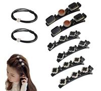 Sparkling Crystal Stone Braided Hair Clips, 2024 New Braided Hair Clips for Women, Hairpin Duckbill Clips with 3 Small Clips Hair Barrette Rhinestone Hair Clips (6pcs-F)