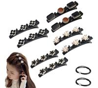 Sparkling Crystal Stone Braided Hair Clips, 2024 New Braided Hair Clips for Women, Hairpin Duckbill Clips with 3 Small Clips Hair Barrette Rhinestone Hair Clips (8pcs-B)