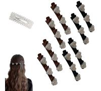 Sparkling Crystal Stone Braided Hair Clips, 2024 New Braided Hair Clips for Women, Shiny Elegant Hair Styling Clips, Styling Sectioning Hair Clips For Quick Change Of Look Styling (D+F 8Pcs)