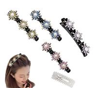 Sparkling Crystal Stone Braided Hair Clips, 2024 New Braided Hair Clips for Women, Shiny Elegant Hair Styling Clips, Styling Sectioning Hair Clips For Quick Change Of Look Styling (I 4Pcs)