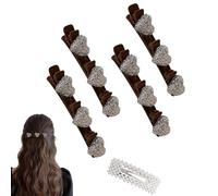 Sparkling Crystal Stone Braided Hair Clips, 2024 New Braided Hair Clips for Women, Shiny Elegant Hair Styling Clips, Styling Sectioning Hair Clips For Quick Change Of Look Styling (D 4Pcs)