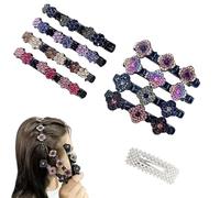 Sparkling Crystal Stone Braided Hair Clips, 2024 New Braided Hair Clips for Women, Shiny Elegant Hair Styling Clips, Styling Sectioning Hair Clips For Quick Change Of Look Styling (A+B 8Pcs)
